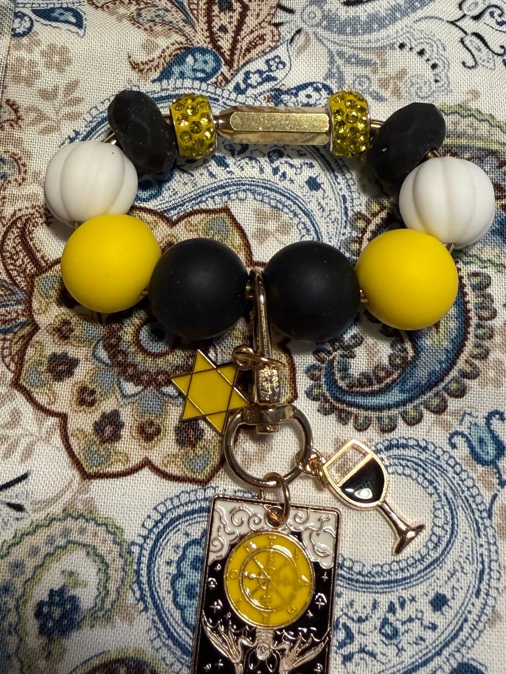 Yellow & Black Beaded Charm - Women Accessories